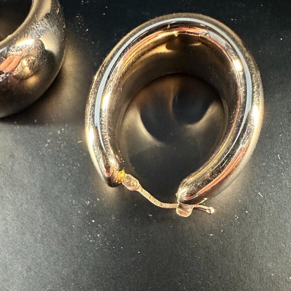 ✨ Milor Italy 14K Gold Over Resin Domed Hoop Earrings | Classic Italian Design - Picture 3 of 4